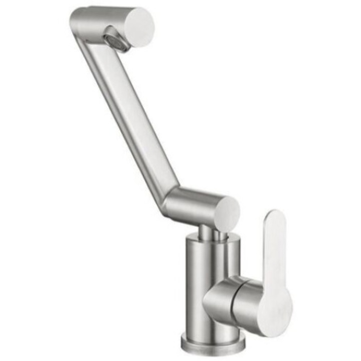 Mosdó csaptelep, hideg-meleg víz, egy beépítésű, szálcsiszolt sárgaréz, kortárs kivitel, ABS levegőztető, kerámia szelep