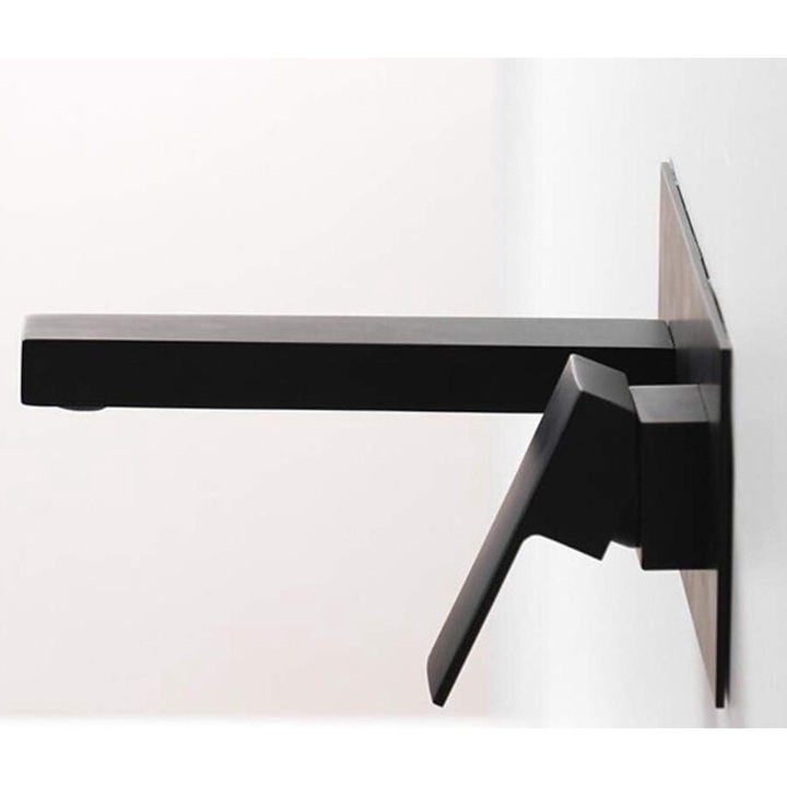 Falra szerelhető szaniter csaptelep, dupla vezérlésű, kerámia tárcsa, fekete, 70mm