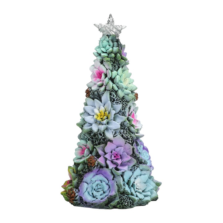 Brad de Craciun succulent, verde, 11x11x20cm, set de 1 bucata