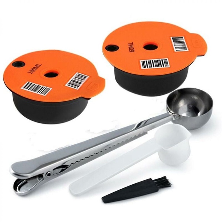 Capsule de cafea reutilizabila AMRINUGL, din otel inoxidabil, baza din plasa, compatibila cu masinile de cafea Bosch Tassimo