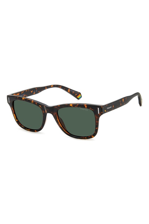 Polaroid, Ochelari de soare patrati unisex cu lentile polarizate, Maro inchis, Portocaliu, Maro inchis/Portocaliu