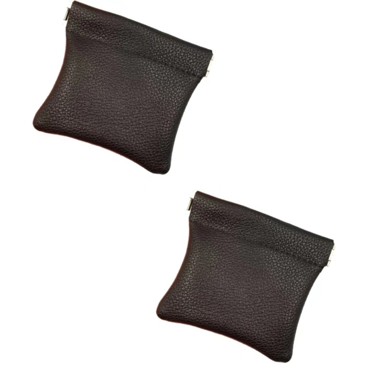 Pouch din piele de vaca PU, Enforose, inchidere rapida, rezistent la apa, 9x8cm, negru