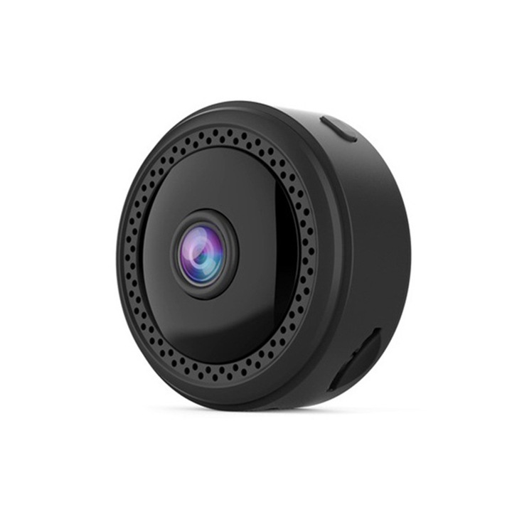 Mini camera spion 1080P HD, viziune nocturna, detectie miscare, dimensiuni 1.5x0.9 inch, set cu suport magnetic rotativ