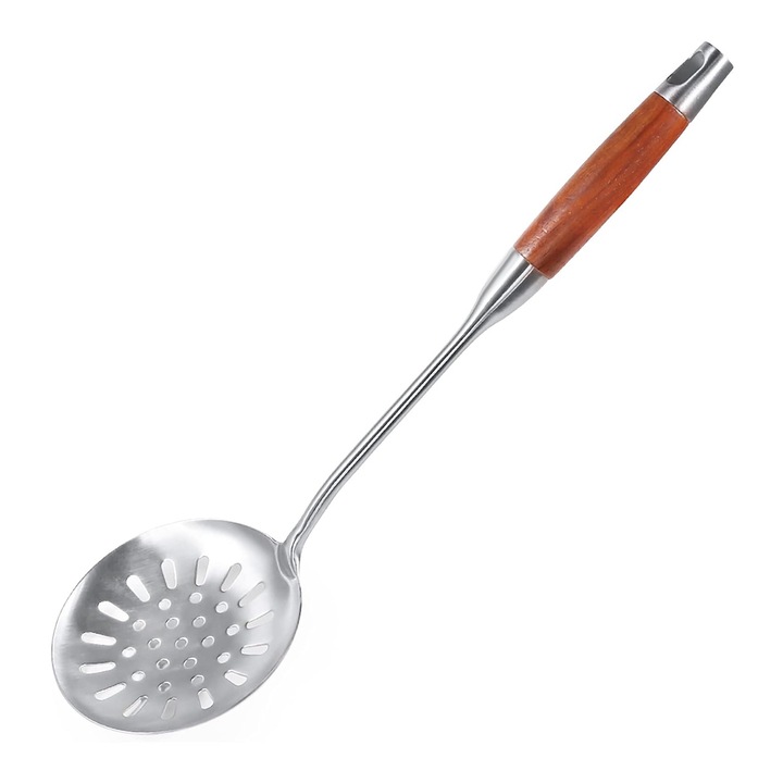 Polonic bucatarie, lemn/inox, gri, 39.2x11.7cm