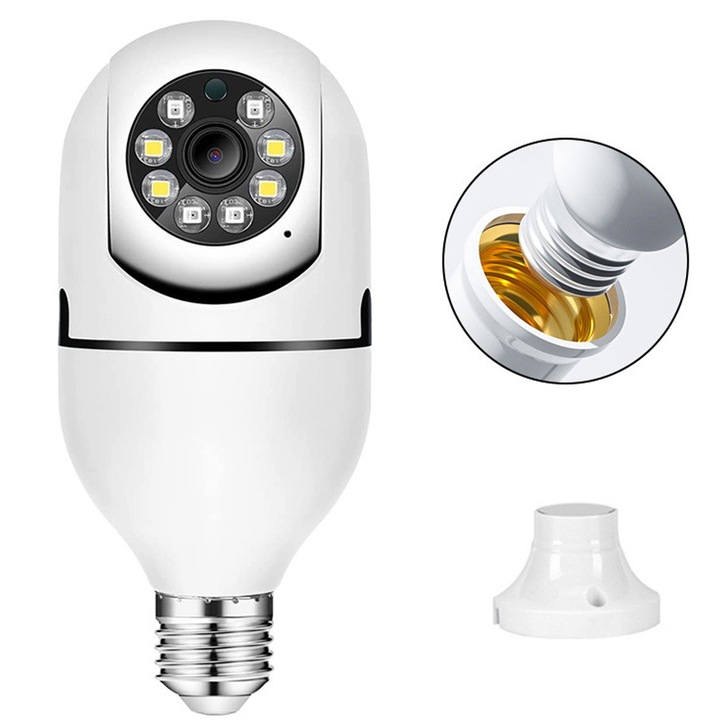 Izzós térfigyelő kamera, Full HD 720p, éjjellátás, 355 fokos elforgatás, IP66, 155x68mm