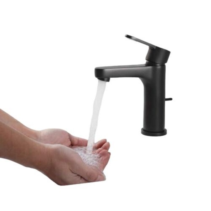 Mosogató csaptelep pop-up, kerámia, fekete