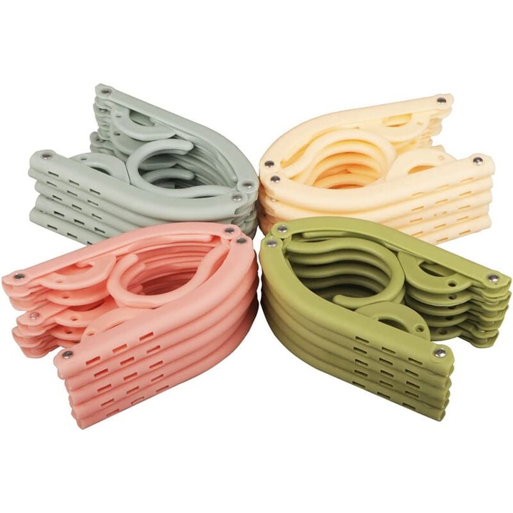 Set 20 Umerase Pliabile, Portabile, Antiderapante, Economisire Spatiu, Multicolor