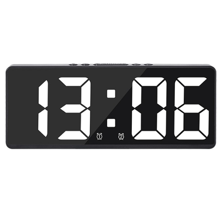 Ceas digital cu LED, afisaj temperatura/data, mod nocturn, ajustare luminozitate