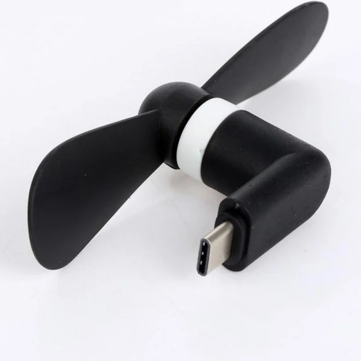 Преносим вентилатор, USB-C, черен