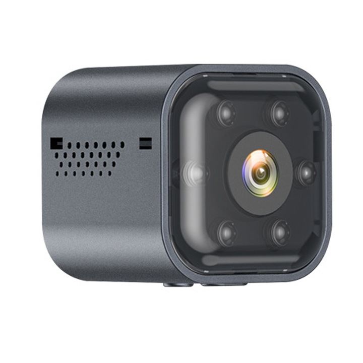 Мини камера за наблюдение, ABS, Wi-Fi, 4K Ultra HD, черна, 4x4см