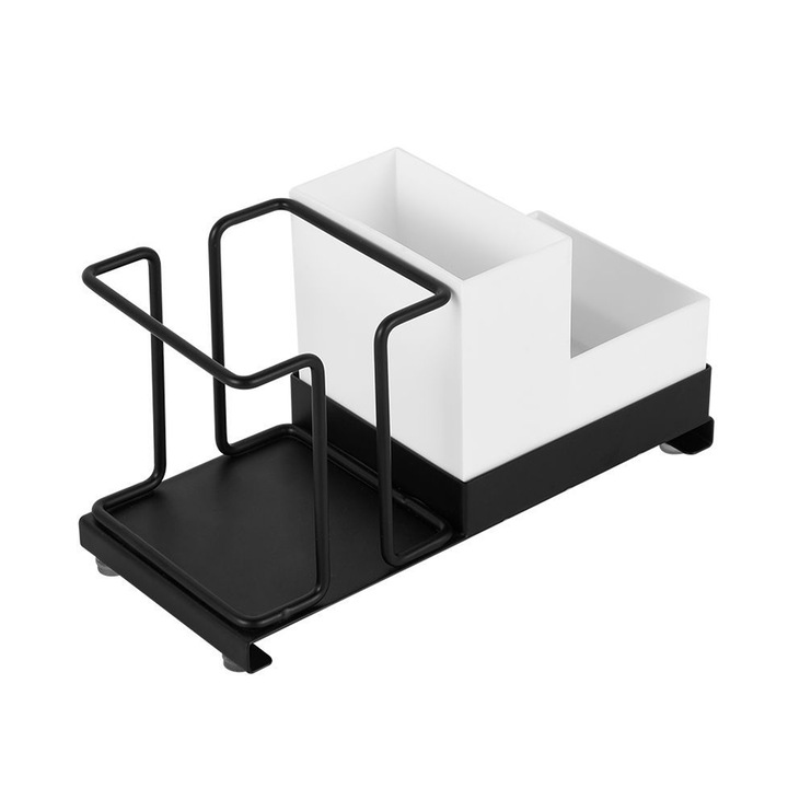 Teáspoharak rendszerező, szénacél, fekete/fehér, 20x9cm