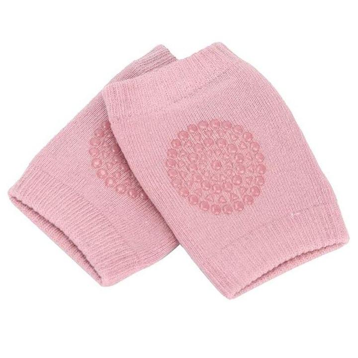 Genunchiere SIKS Din Bumbac Pentru Bebelusi, Pentru Protectie Zgarieturi, Cu Silicon, Antialunecare, Marime Unica 0-36 Luni, Roz
