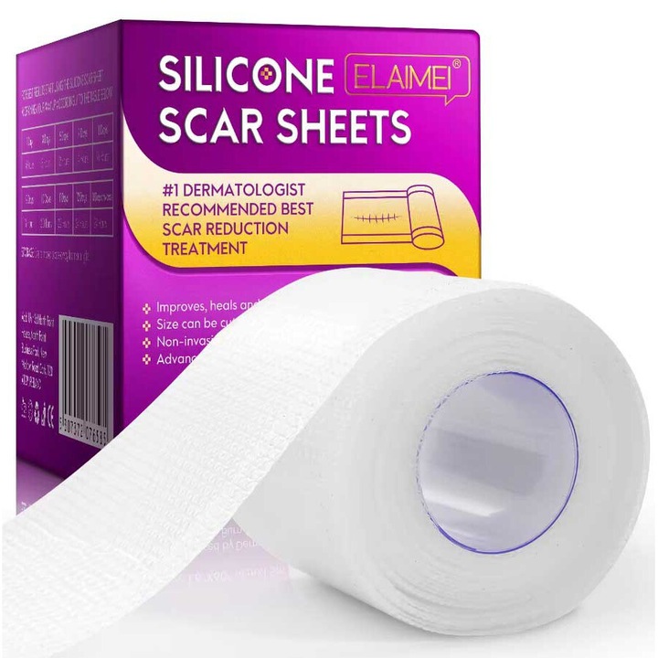 Силиконов гел ролер за прикриване на белези, пластир за многократна употреба, 4 см х 1,5 м, Elaimei