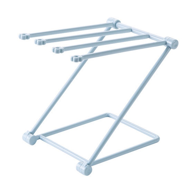 Suport pentru pahare / prosoape bucatarie, QttvbTna, Plastic, Pliabil, 20 x 16 x 25.5 cm, Albastru