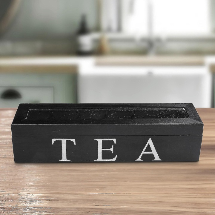 Cutie pentru cafea si ceai Cozevdnt, lemn, negru