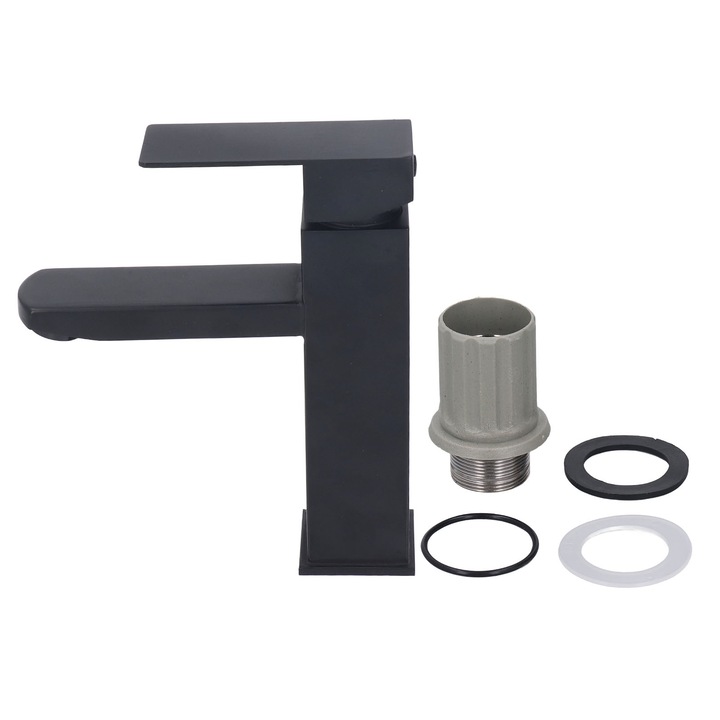 OEM Rozsdamentes mosogató csaptelep, fekete kivitelben, könnyen szerelhető, fürdőszobába