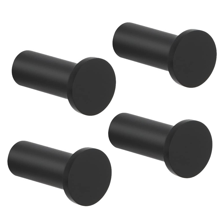 Set 4 carlige pentru haine, rezistente la coroziune, capacitate 15kg, negru