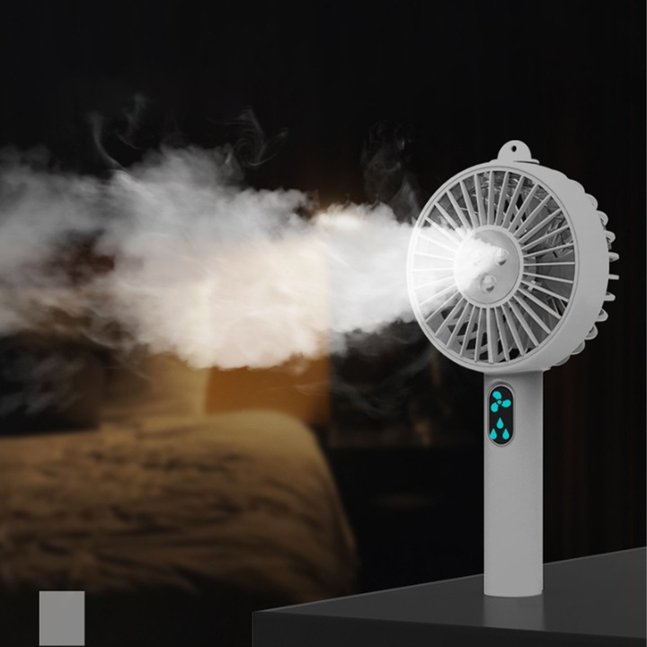 Mmgoqqt USB овлажнител и вентилатор за охлаждане, 3 скорости, бял, със стойка