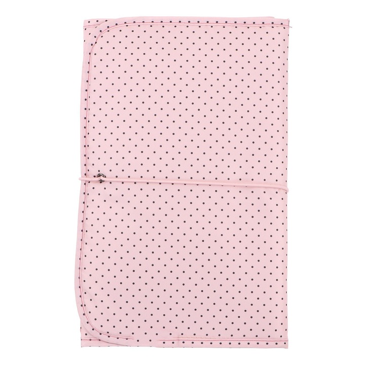 Saltea schimbat scutece portabila, nylon, roz cu buline, dimensiuni 80x21x1.6cm