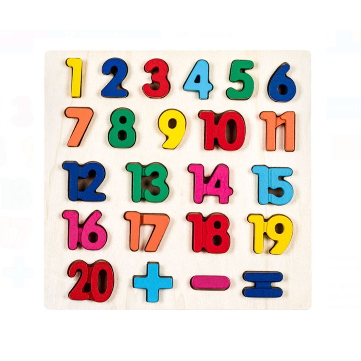 Puzzle din Lemn Cifre 23 de piese 28x27.5cm