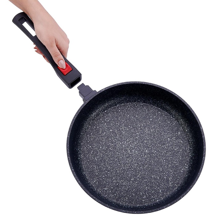 Tigaie, Korkmaz, granit, maner detasabil, 28 x 5.5 cm, 3 l, gri