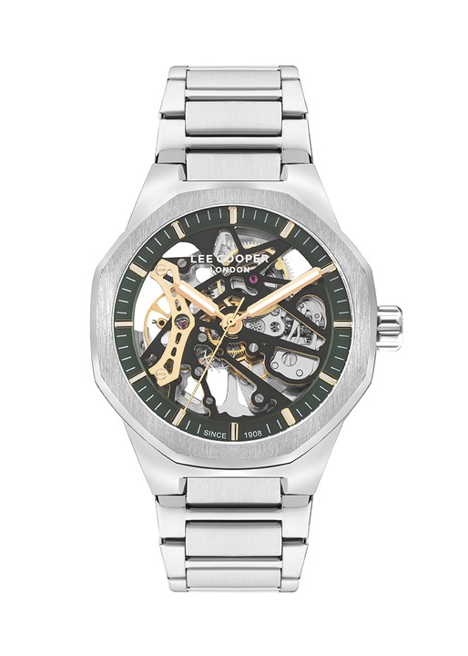 Ceas barbatesc Lee Cooper LC07905.370, argintiu, mecanism automat, 52 minerale