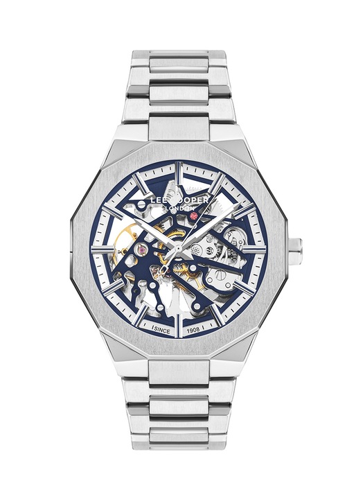 Ceas barbatesc Lee Cooper LC07906.390, automat, argintiu, 50.5mm