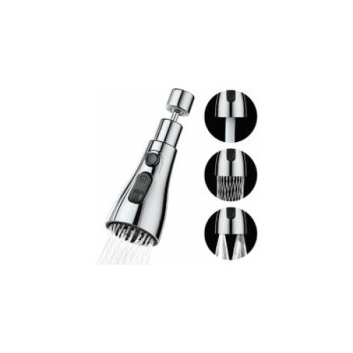 Cap rotativ pentru robinet, 3 moduri de pulverizare, adaptor universal, crom