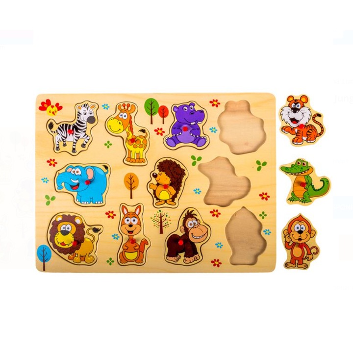 Jungle Animals Fa Puzzle, 11 db 30x22cm