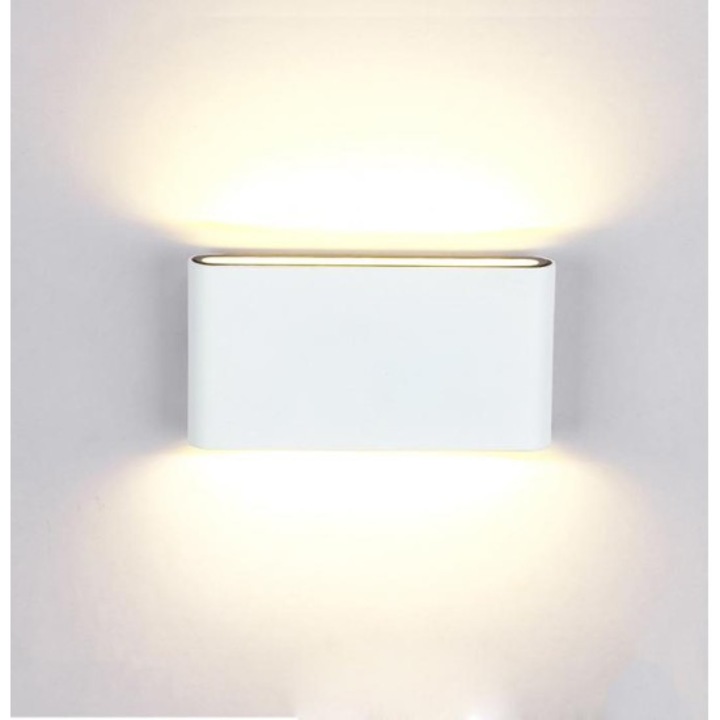 Aplica LED de exterior extra-plata, 12W=75W, 3000K, lumina calda, 1080Lm, IP65, Alba