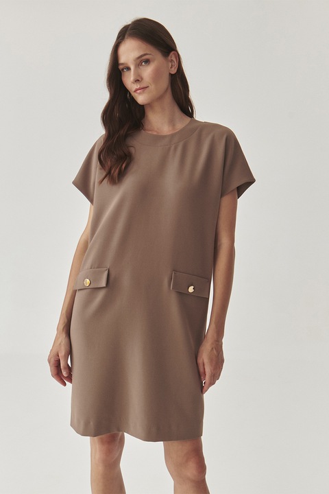 Tatuum, Rochie uni cu buzunare decorative Menirko, Maro deschis