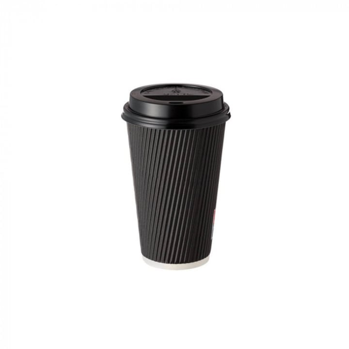 Pahare de unica folosinta pentru cafea, set 25 buc, cu capac, 480 ml, Carton, ATU-083466
