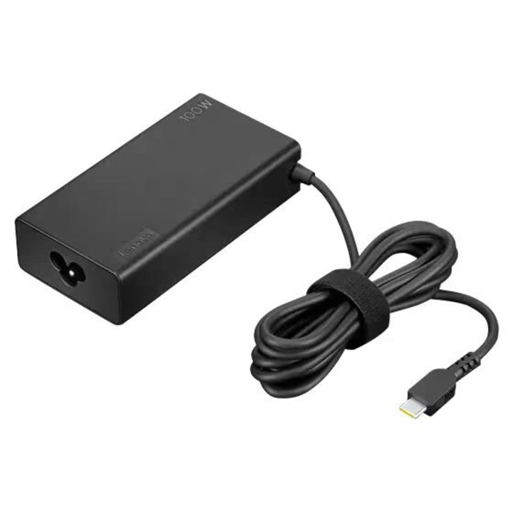Laptop töltő adapter, Lenovo, 100 W, USB-C, fekete