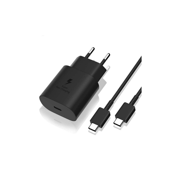 BlackBird Hálózati Töltő 25W PD USB-C + USB-C Adatkábel 1m Black, 240762, Töltő