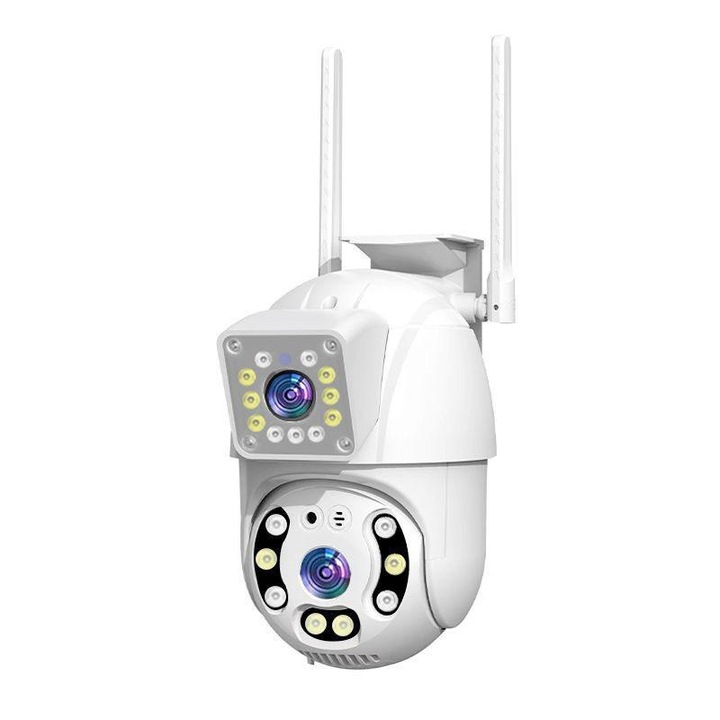 Професионална WIFI PTZ камера за наблюдение, TSS-V25, с 2 лещи, 2MP/2MP Full HD, нощно виждане, аудио-видео, детекция на движение, слот за карта