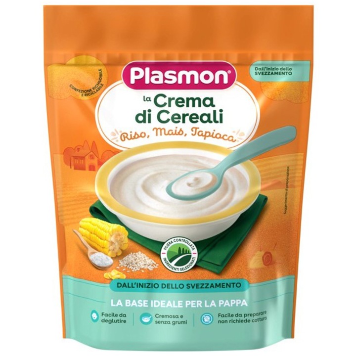Cereale Plasmon cu orez, porumb si tapioca, 200g, de la 6 luni