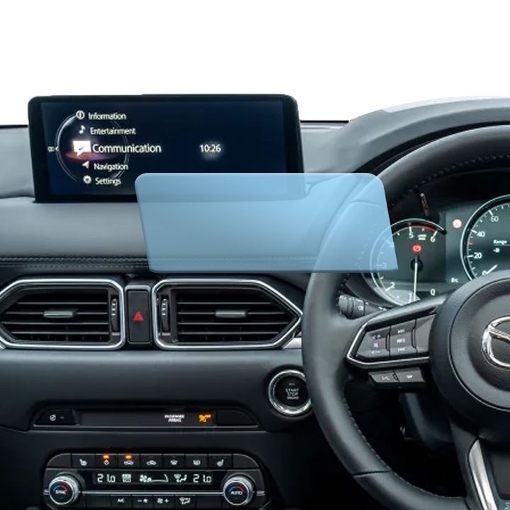 Регенерируемо хидрогелно защитно фолио за автомобилна навигация за Mazda CX-5, OPTIM SOLUTION, пълна защита, гъвкав хидрокристал, безупречен външен вид, технология Premium Optim Core, против надраскване, усъвършенствана чувствителност, прозрачен
