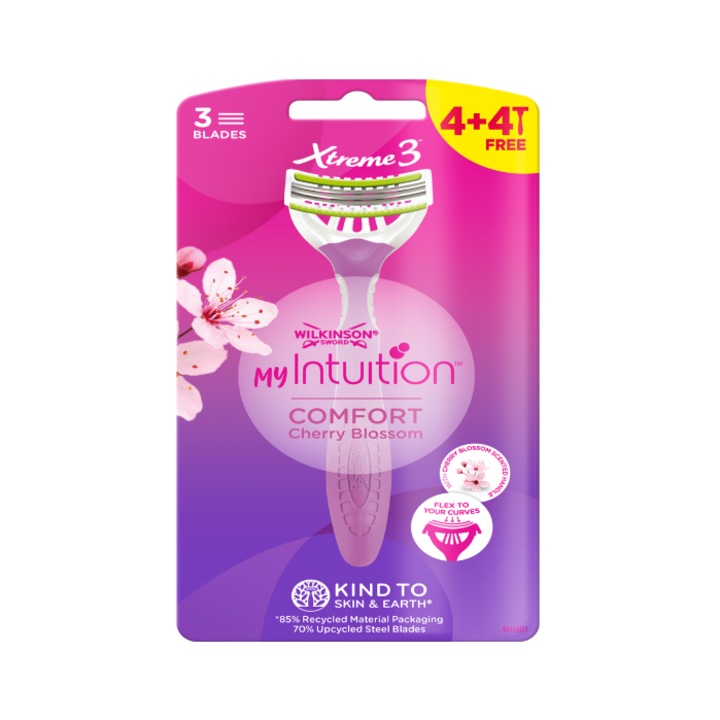 4 db-os Wilkinson XTREME 3 My Intuition Comfort cseresznyevirág borotva nőknek, 3 pengével