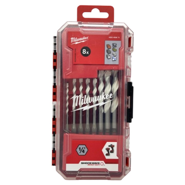 Burghie Milwaukee Multimaterial 4932493871, 4 - 12 mm, set 8 bucati