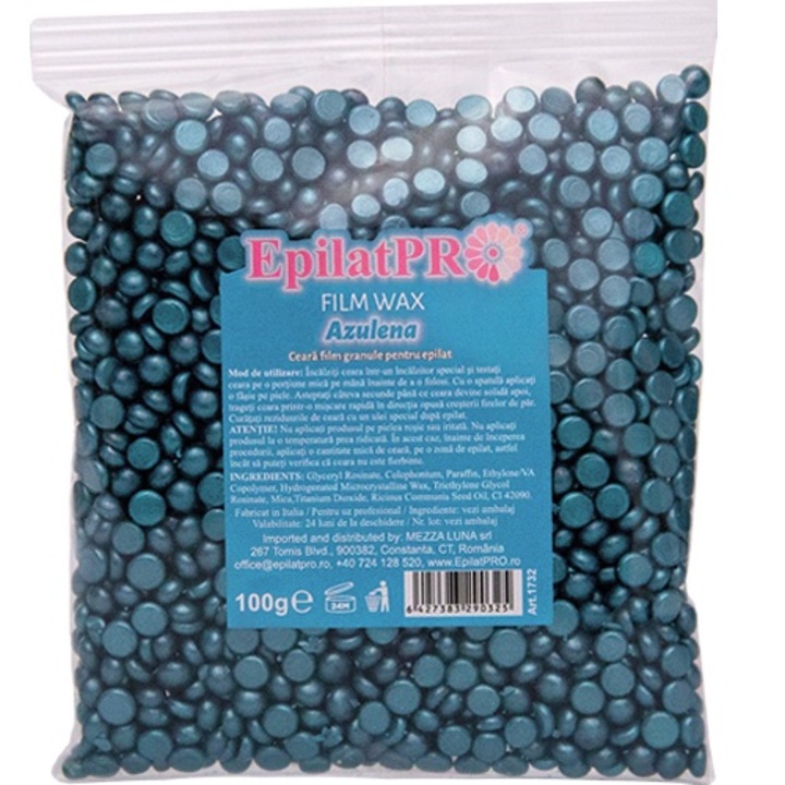 Ceara epilat traditionala elastica film cu azulena Epilat Pro, 100 g, art 1732