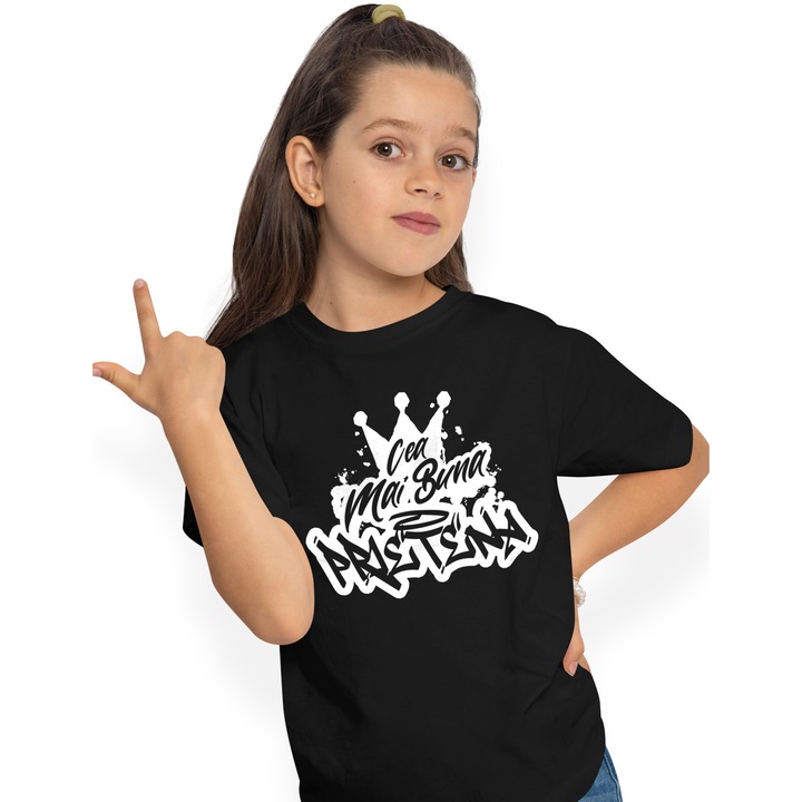 Tricou Copii Fete Pentru Cea Mai Buna Prietena, Apreciere, Cadou, Rasplata, Multumire 100% Bumbac, Unisex, Negru, 12 Ani, 158CM