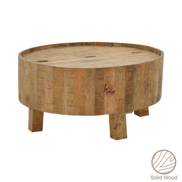 Холна Маса Macie Модел, 90x90x45 см, Орех, Масивно дърво