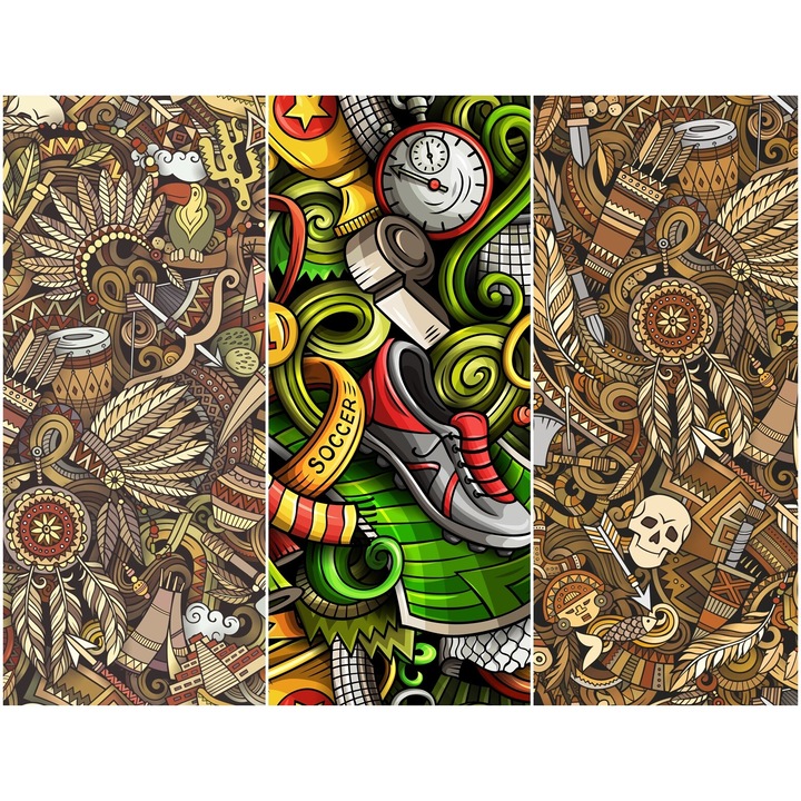 Vízálló textil panel 3 mintával, poliészter varrókendő, gyerekek, 121,5 cm x 155 cm, Heko panelek, P187