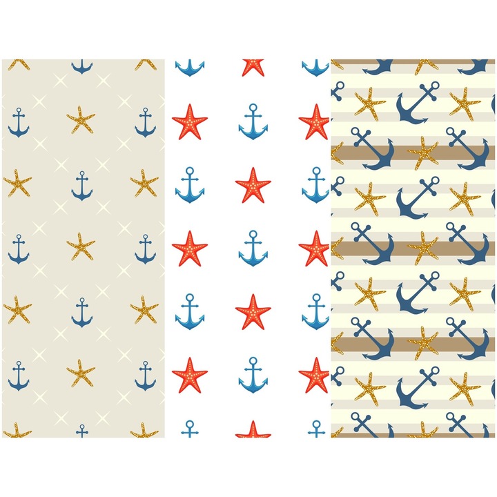 Vízálló textil panel 3 mintával, poliészter varrókendő, sötétkék, 121,5 cm x 155 cm, Heko panelek, P194