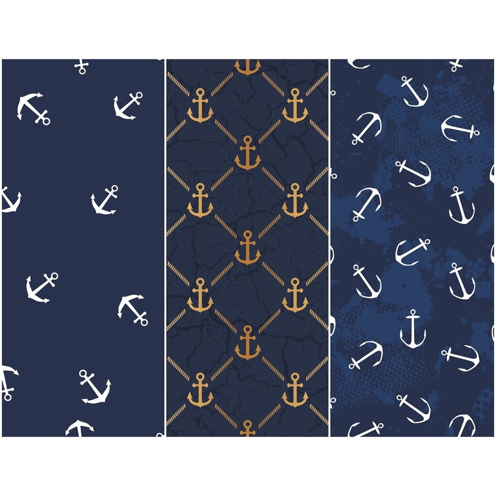 Vízálló textil panel 3 mintával, poliészter varrókendő, sötétkék, 121,5 cm x 155 cm, Heko panelek, P196