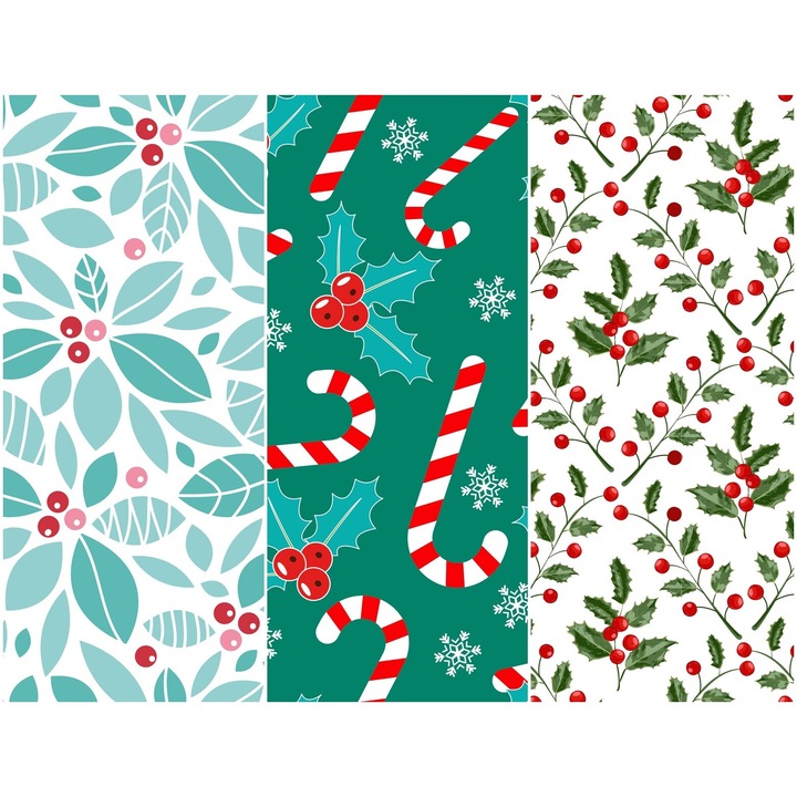 Heko Panels vízálló textil panel 3 mintával, poliészter varrókendő, karácsonyi, 121,5 cm x 155 cm, P63
