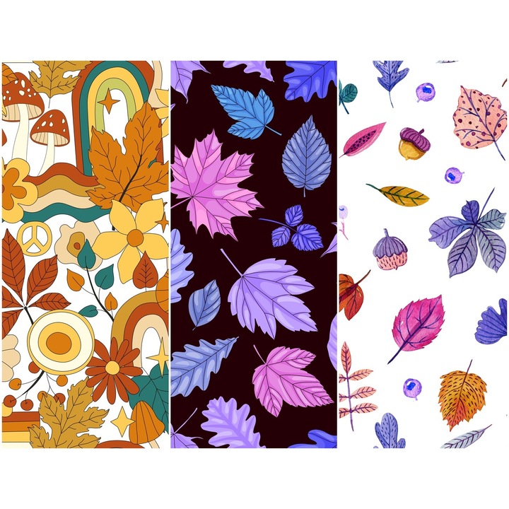 Vízálló textil panel 3 mintával, poliészter varrókendő, őszi, 121,5 cm x 155 cm, Heko panelek, P110