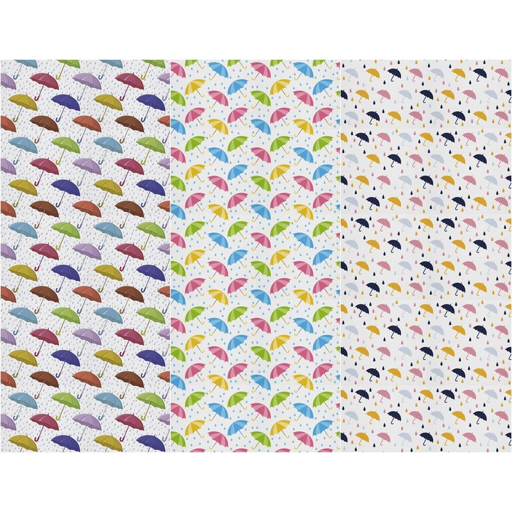 Vízálló textil panel 3 mintával, poliészter varróanyag, esernyők, 121,5 cm x 155 cm, Heko Panels, P116
