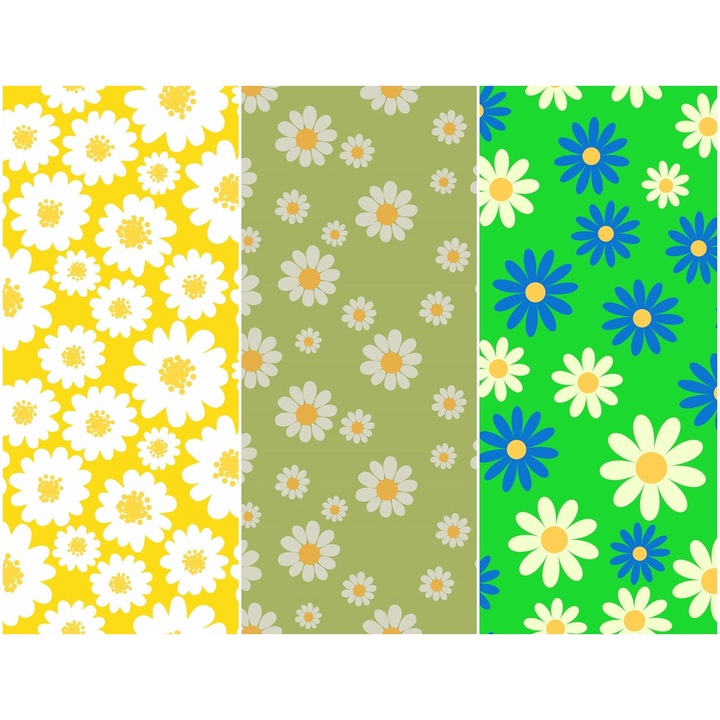 Vízálló textil panel 3 mintával, poliészter varrókendő, virágmintás, 121,5 cm x 155 cm, Heko panelek, P26