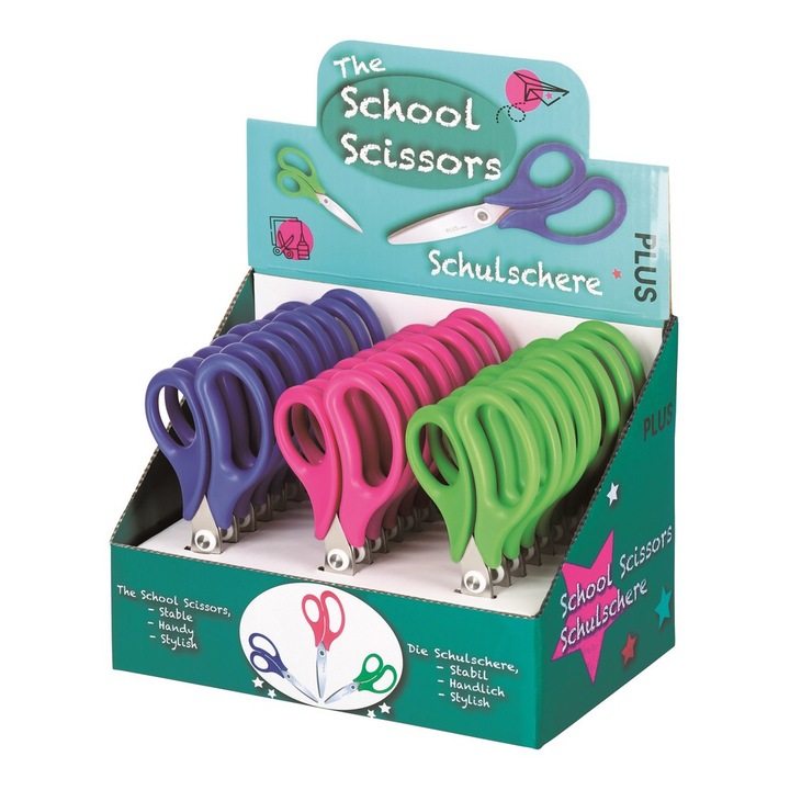 Set 24 Foarfece scolare Plus Junior, lungime 145mm, varfuri rotunjite